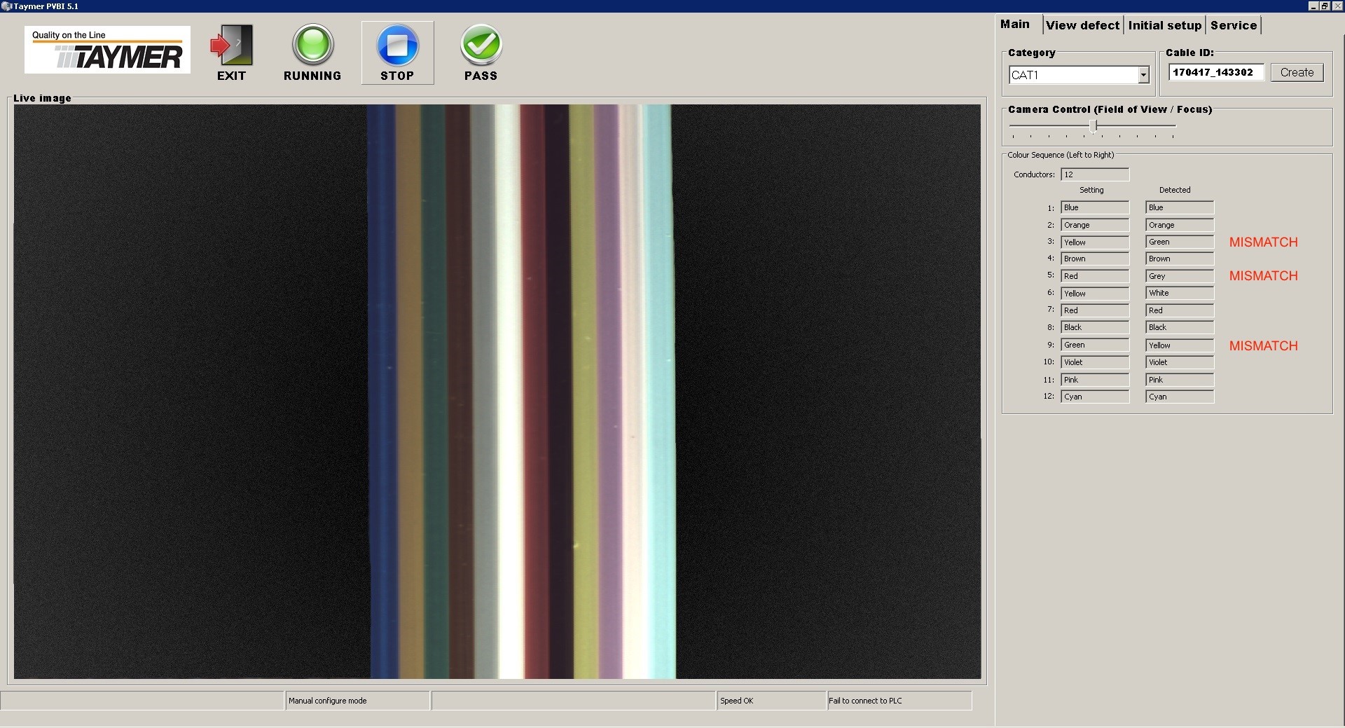 ribbon defect inspection incorrect color sequence